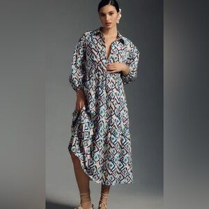 Anthropologie The Bettina Tiered Shirt Dress